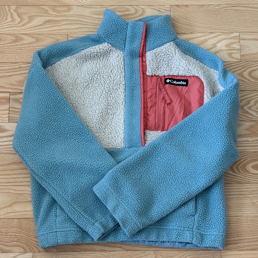 Columbia Sky Blue and Coral Teddy Jacket